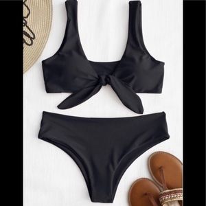 ZAFUL Tie Front Padded Bikini Set